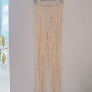 Simonett Cream Sheer Pleated Pants